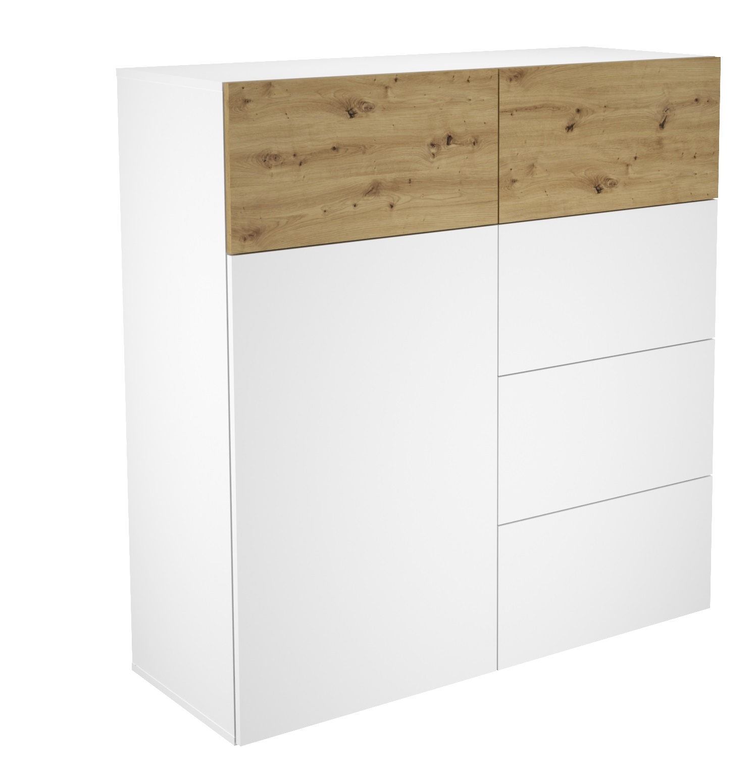 Opbergkast Belm 115 cm Hoog eiken met wit