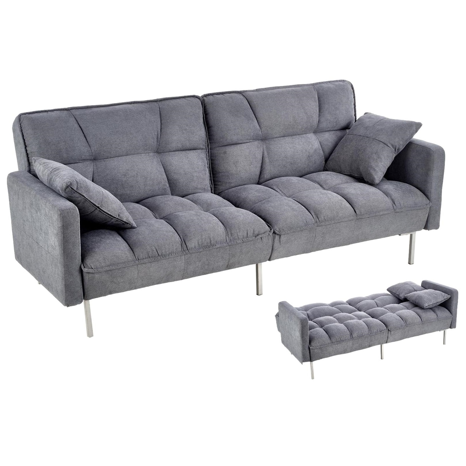 Slaapbank Roberto 193 cm breed donker grijs