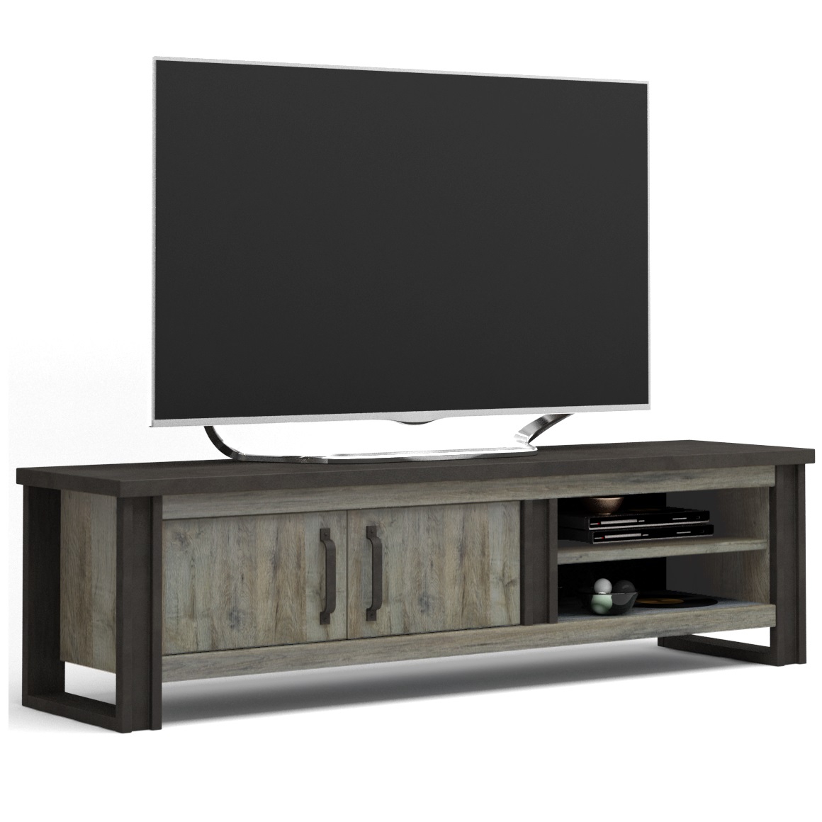 Tv-Meubel Baxter 204 cm breed grijs eiken met antraciet