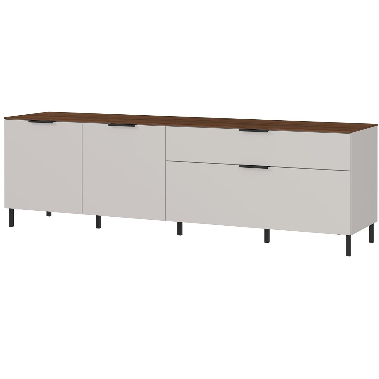 Tv-meubel California 192 cm breed in cashmere met walnoot