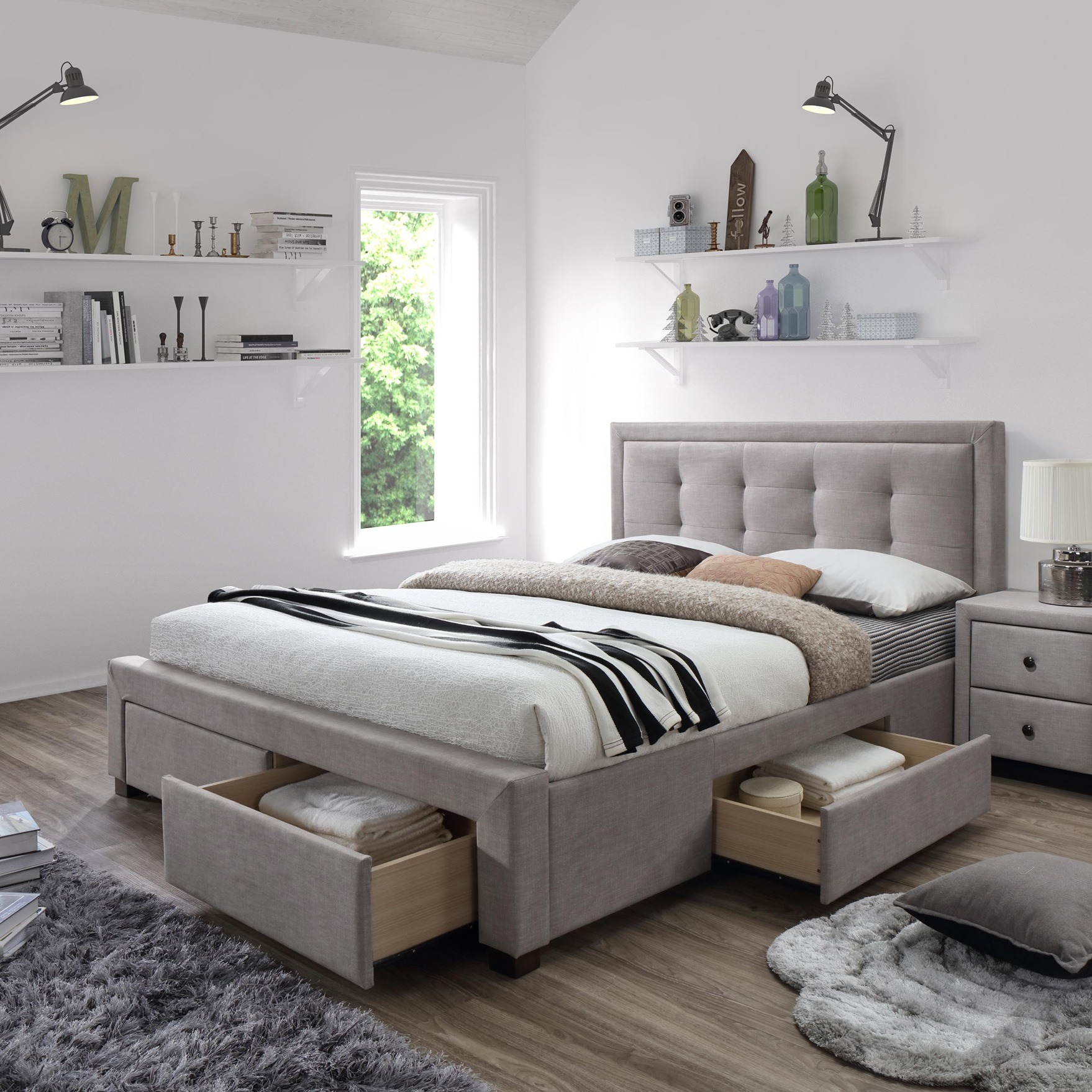 Tweepersoonsbed Evora 160x200 cm in beige