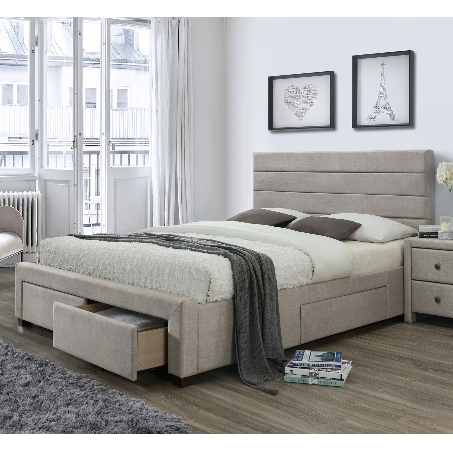 Tweepersoonsbed Kayleon 160x200 cm in beige