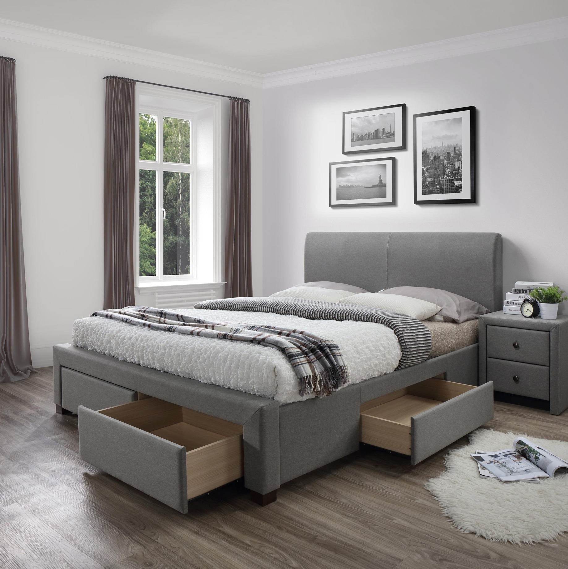 Tweepersoonsbed Modena 160x200 cm grijs