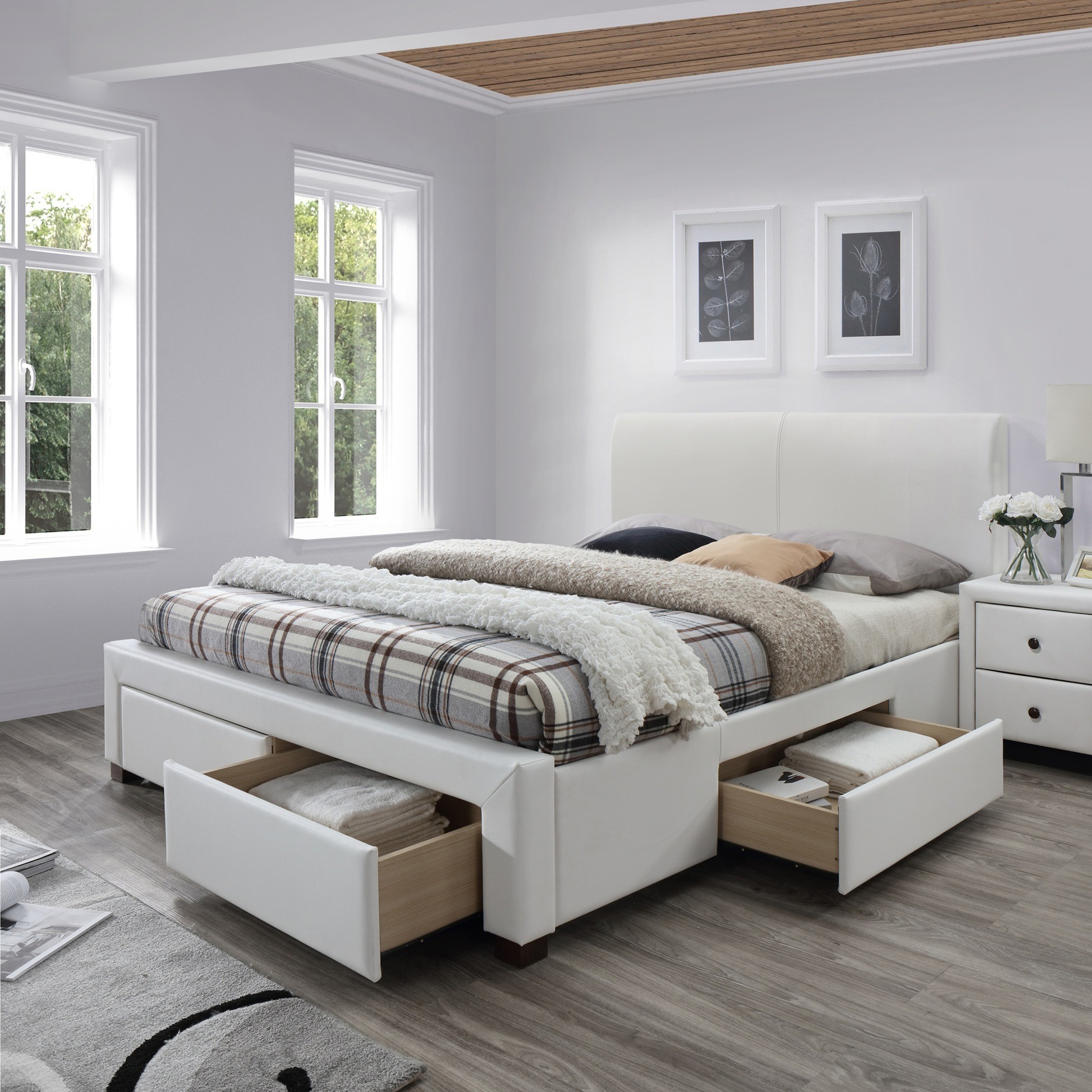 Tweepersoonsbed Modena 160x200cm in wit