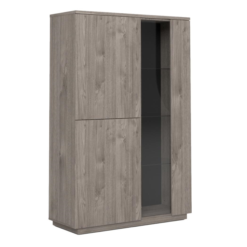 Vitrinekast Snapp 180 cm hoog grijs eiken