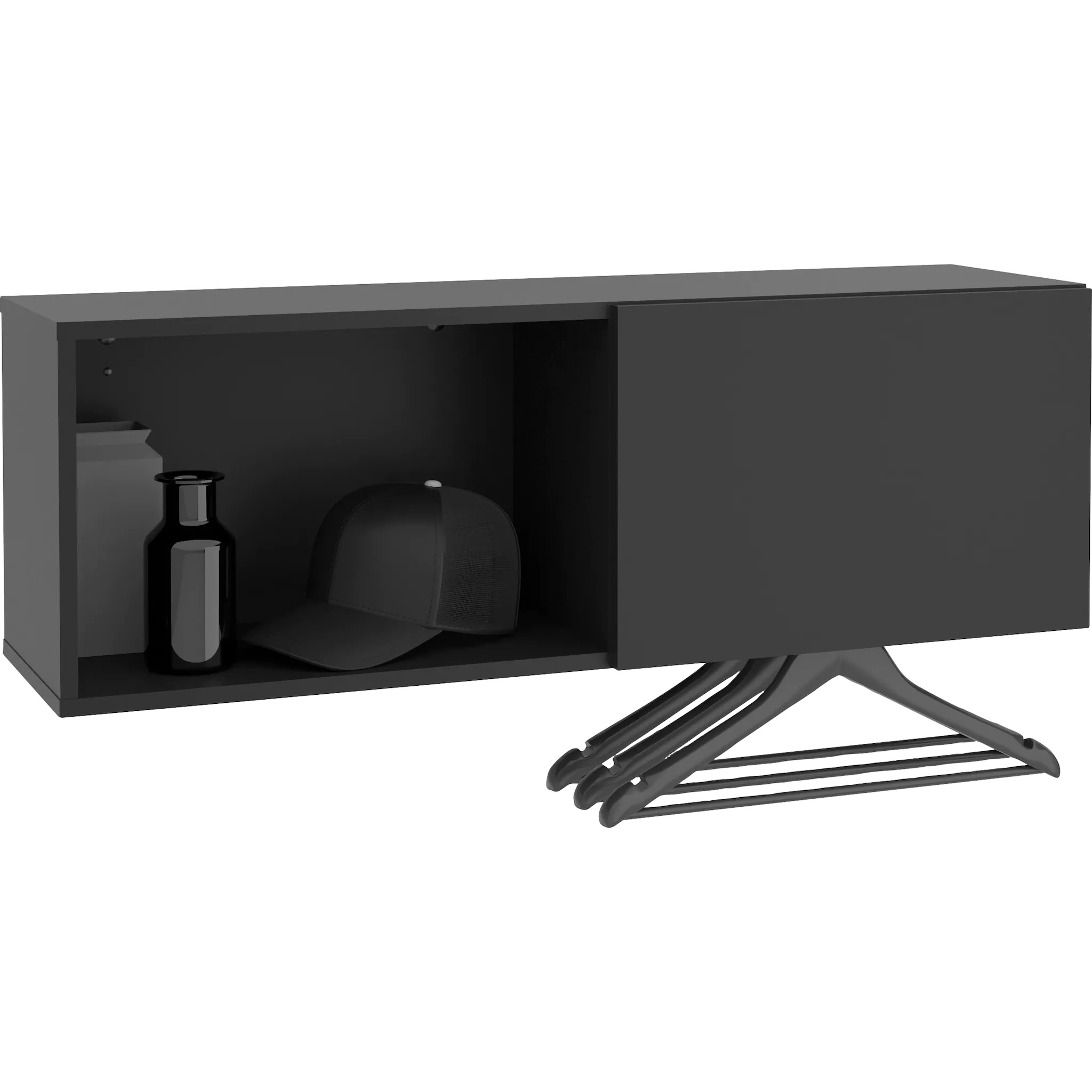 Wandkapstok dark 1 meter breed mat zwart