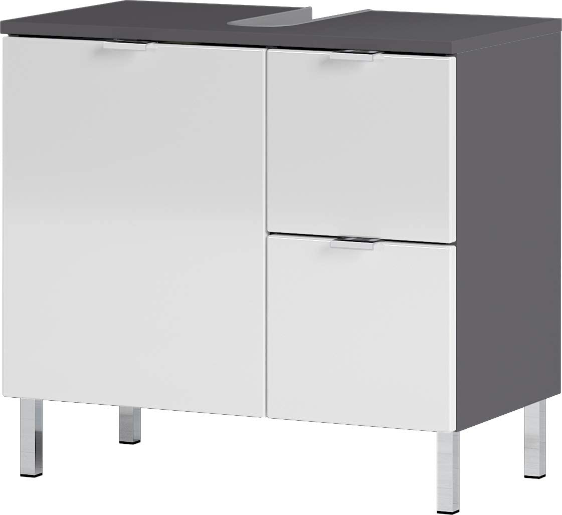 Wastafelonderkast Bruno M 60 cm breed in grafiet met wit