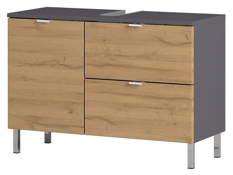 Wastafelonderkast Bruno L 80 cm breed in grafiet met grandson eiken