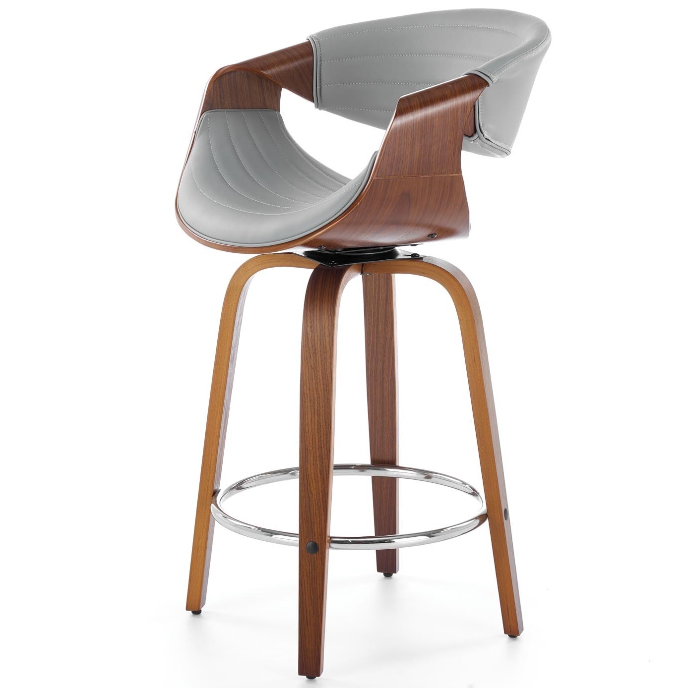 Barstoel Brenda Ovaal grijs met walnoot