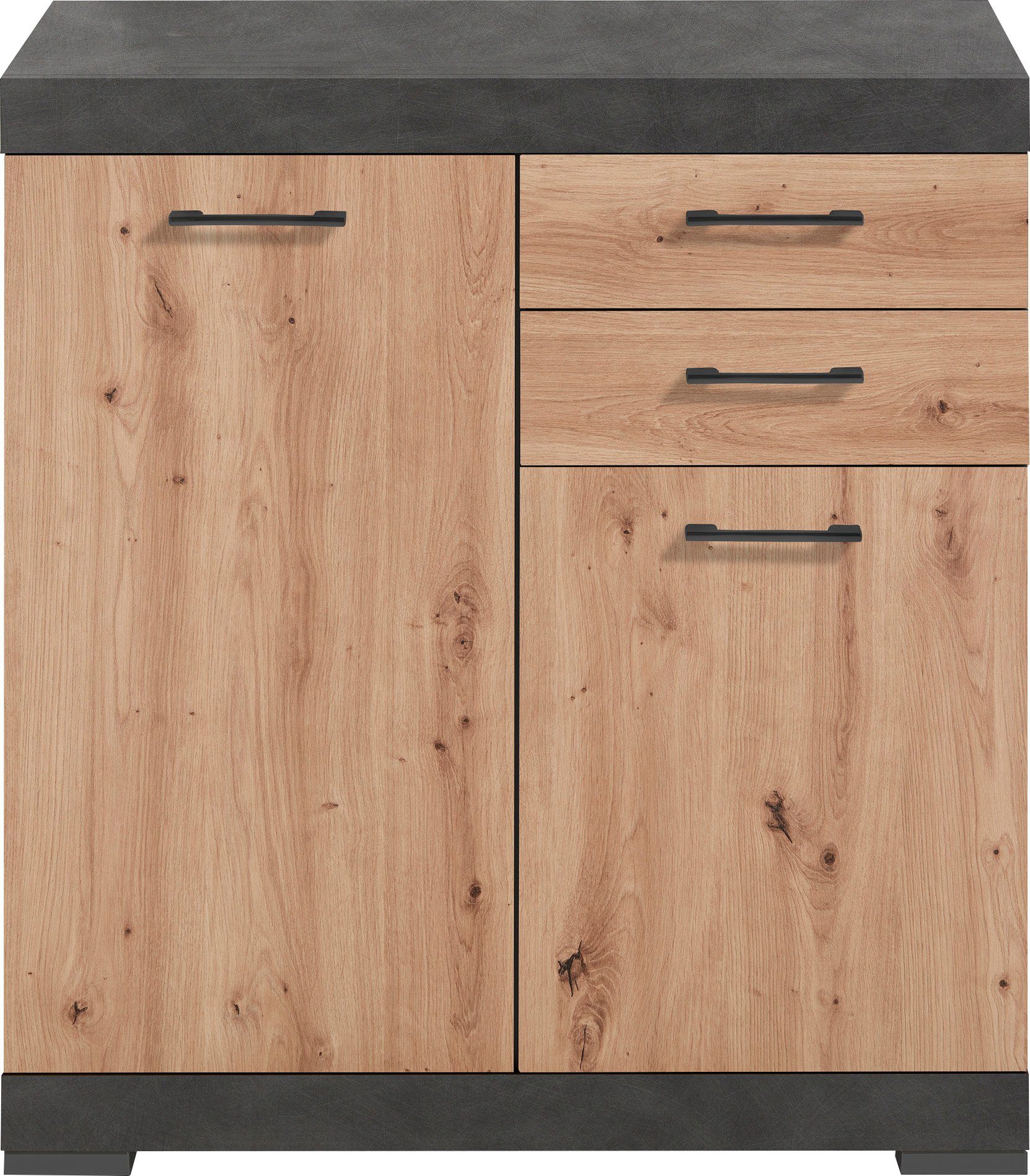 Commode Bristol 2 van 90 cm hoog eiken met antraciet