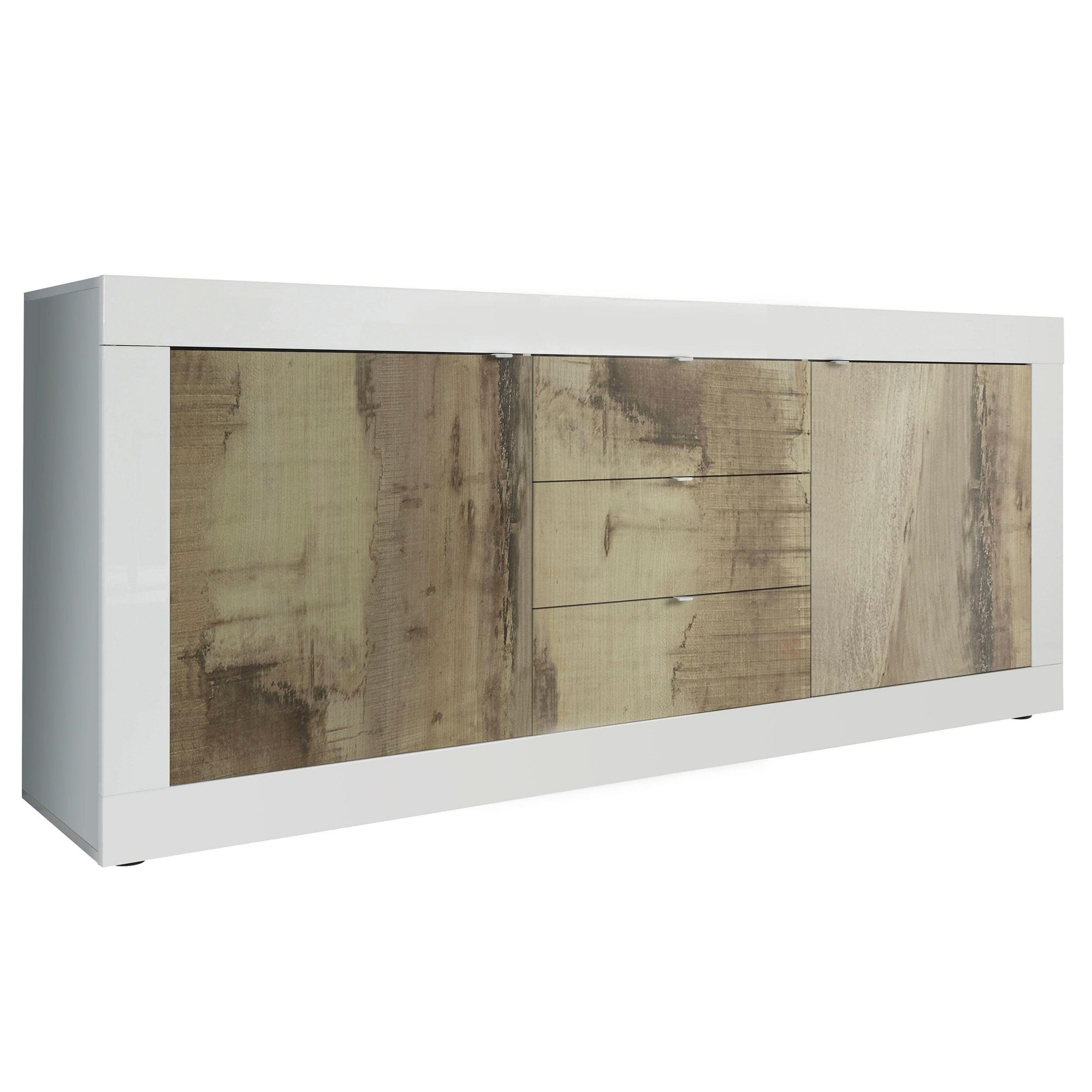 Dressoir Basic 210 cm breed wit met eiken