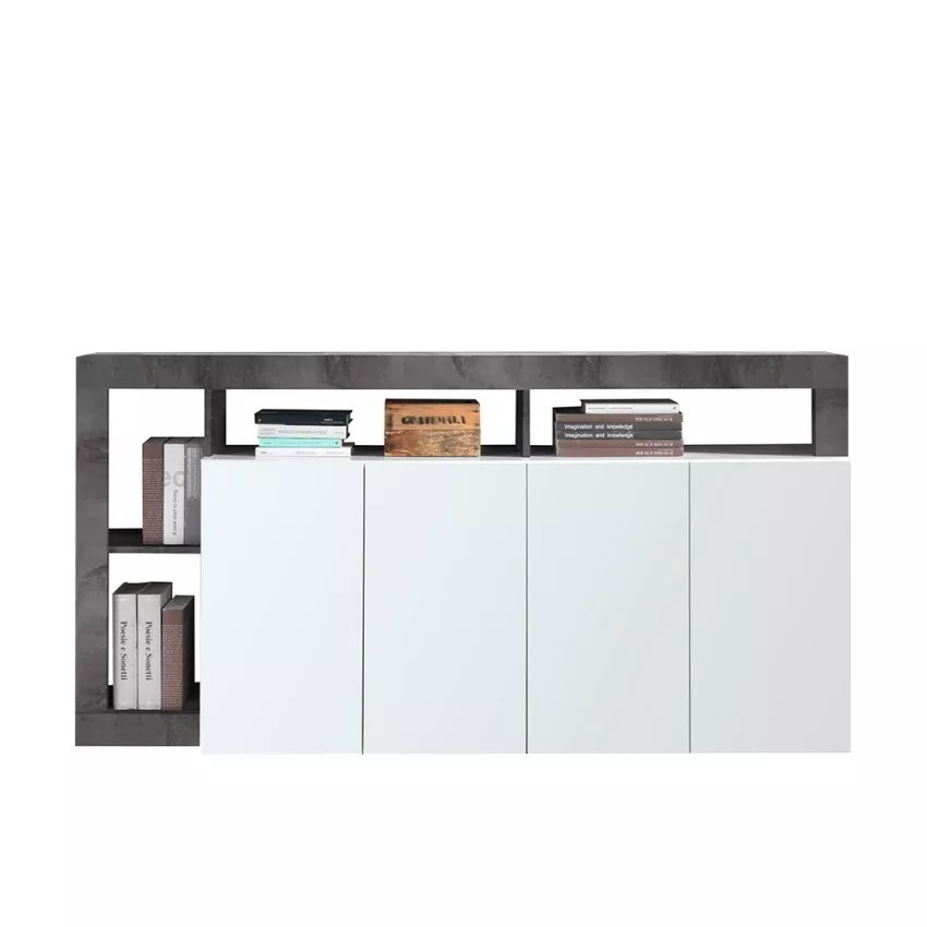 Dressoir Hamburg 184 cm breed hoogglans wit met oxid