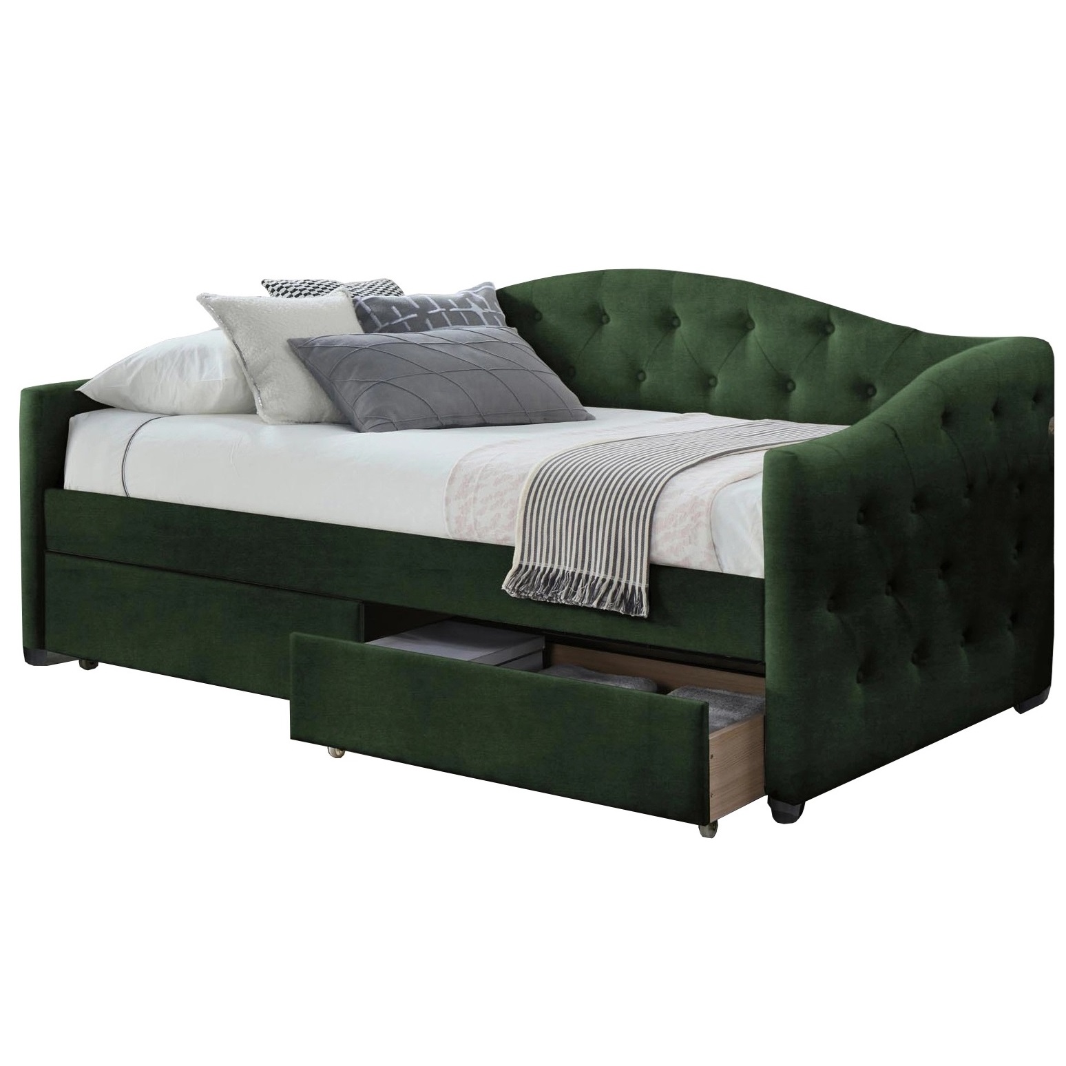 Eenpersoonsbed Ladebed Aloha 215 cm breed donker groen