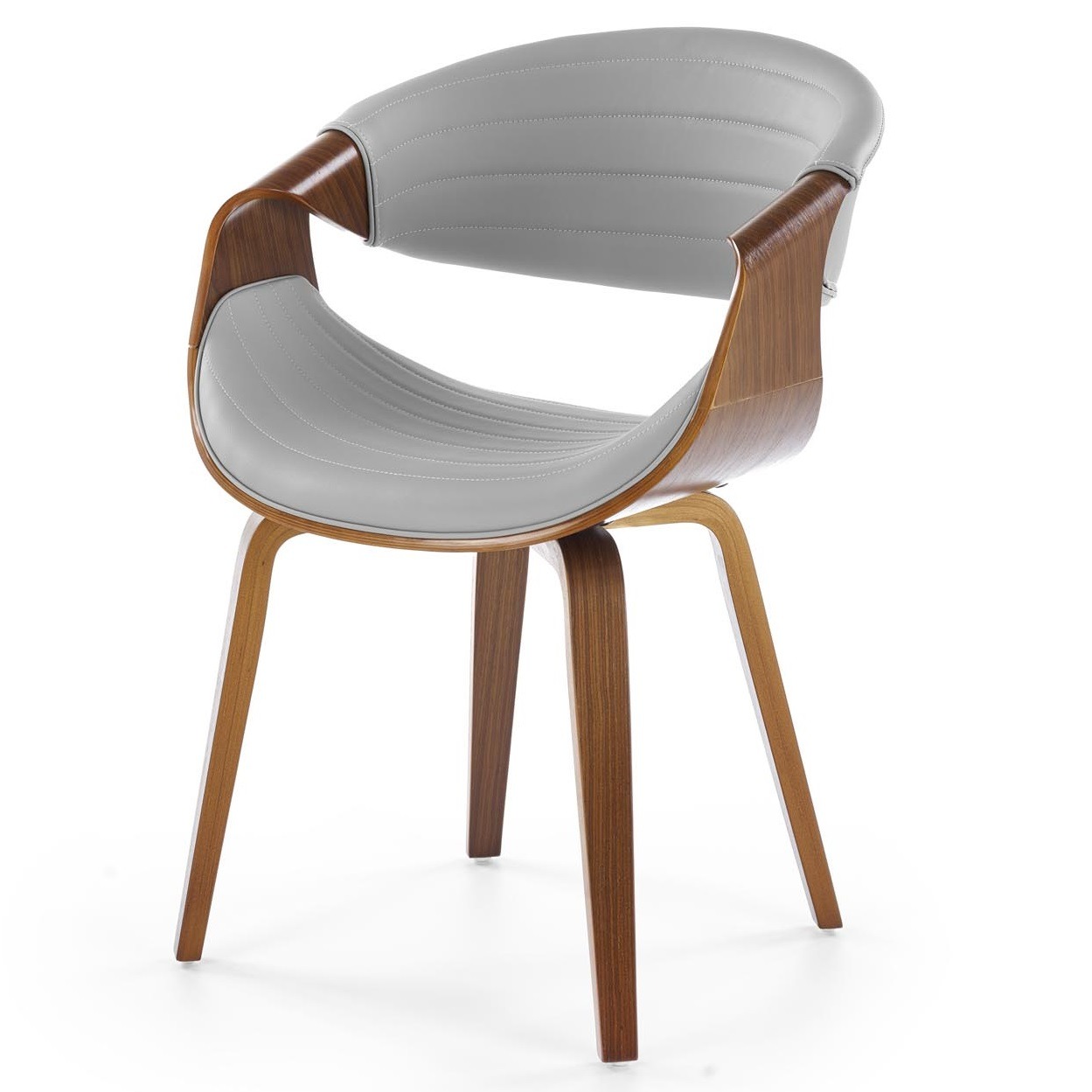 Eetkamerstoel Brenda Ovaal grijs met walnoot