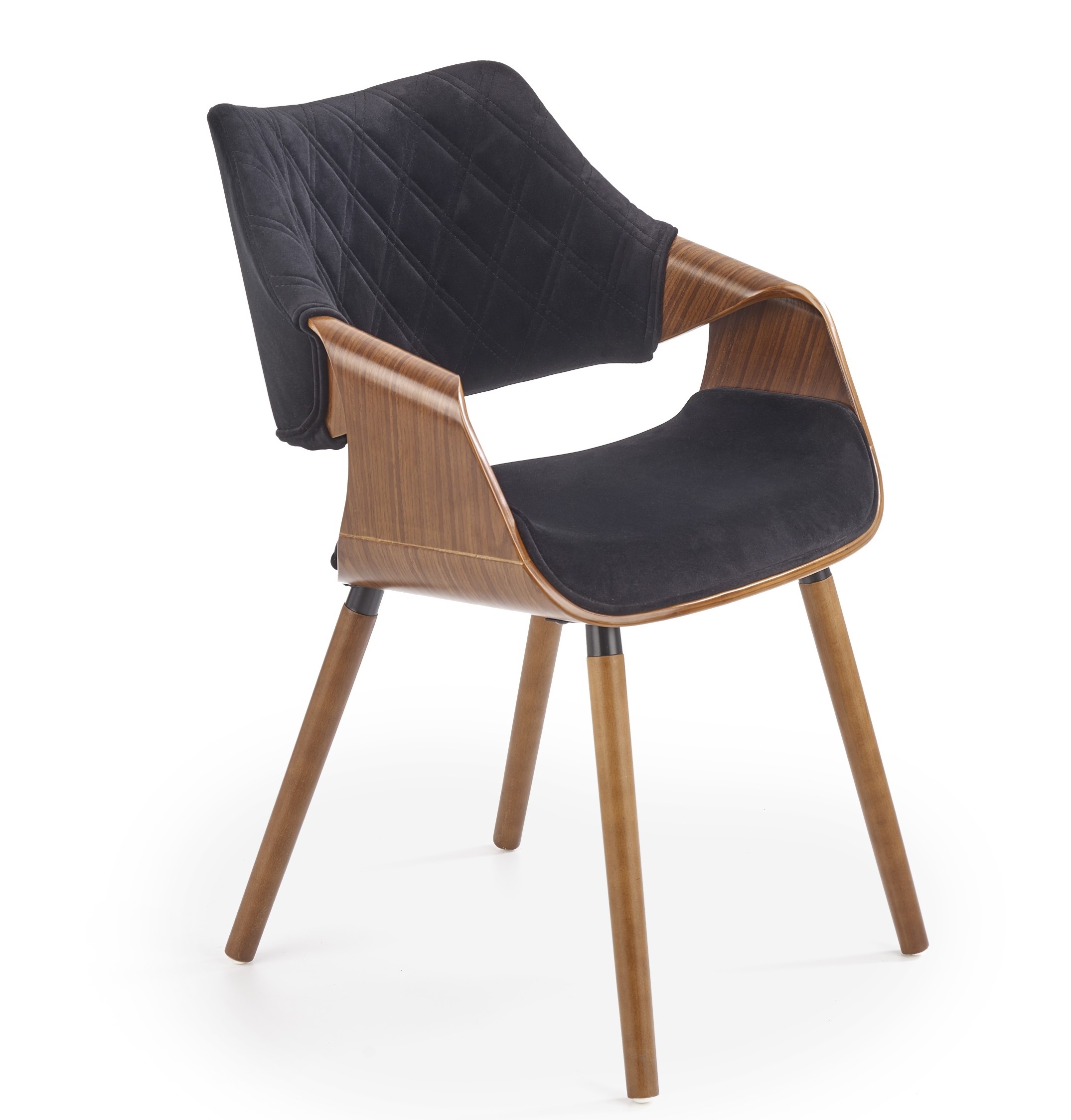 Eetkamerstoel Brenda zwart met walnoot