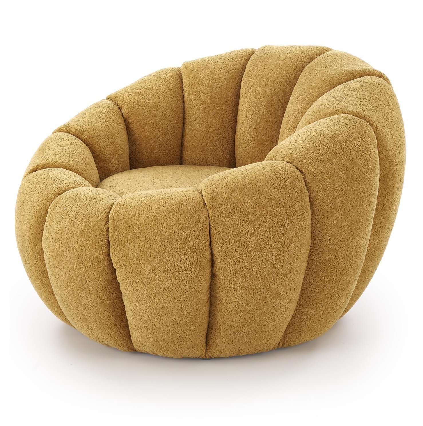 Fauteuil Gaspar rond mosterdgeel