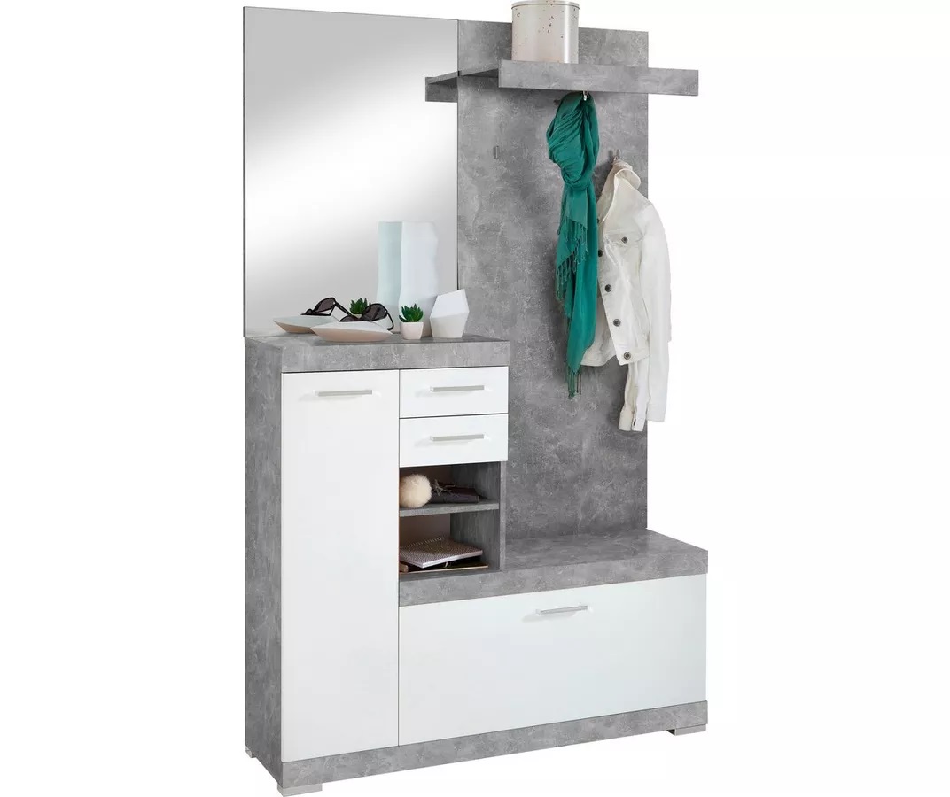 Halmeubelset Bristol 194 cm hoog in beton met wit