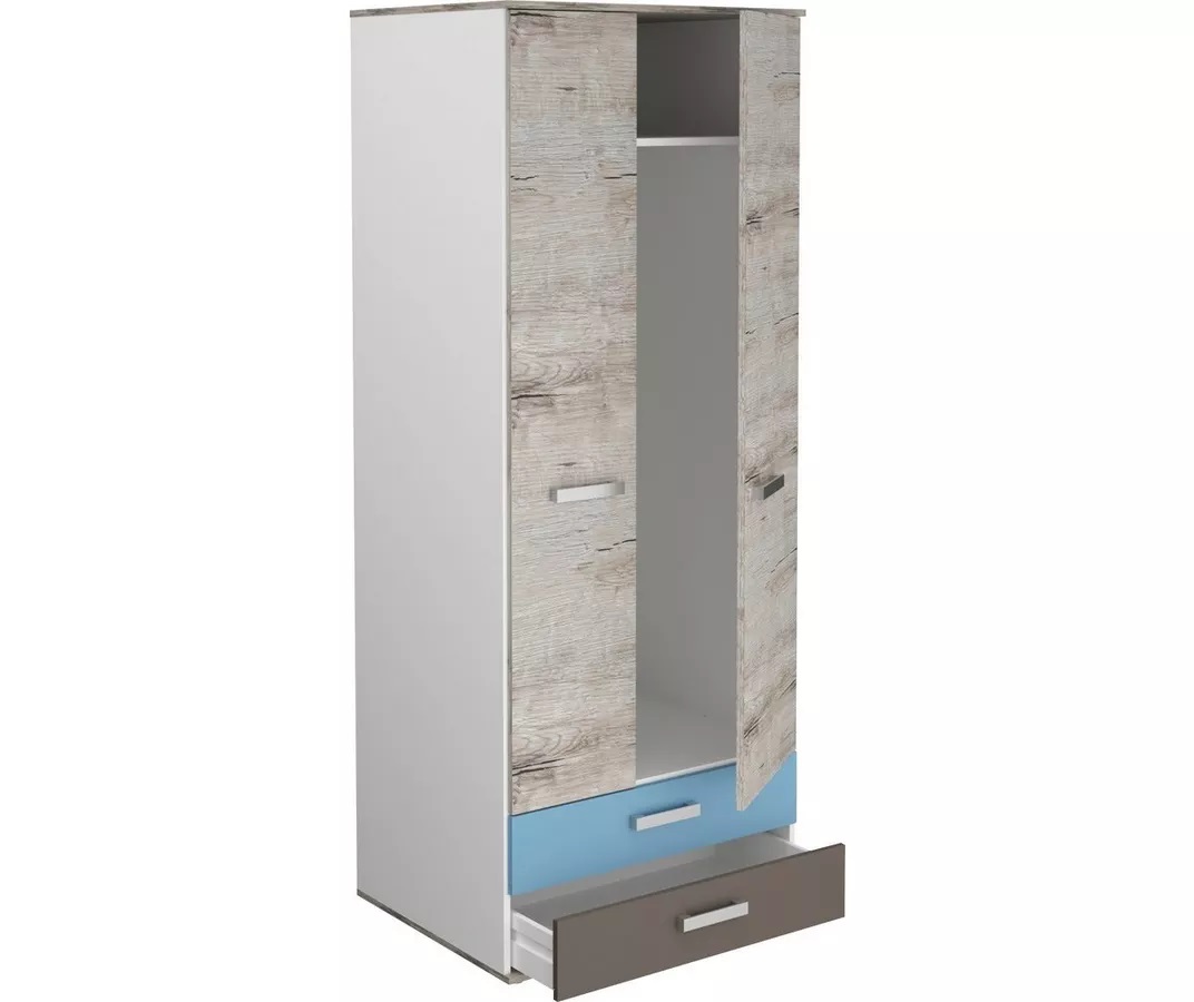 Kledingkast Nona 75 cm breed zand eiken met wit