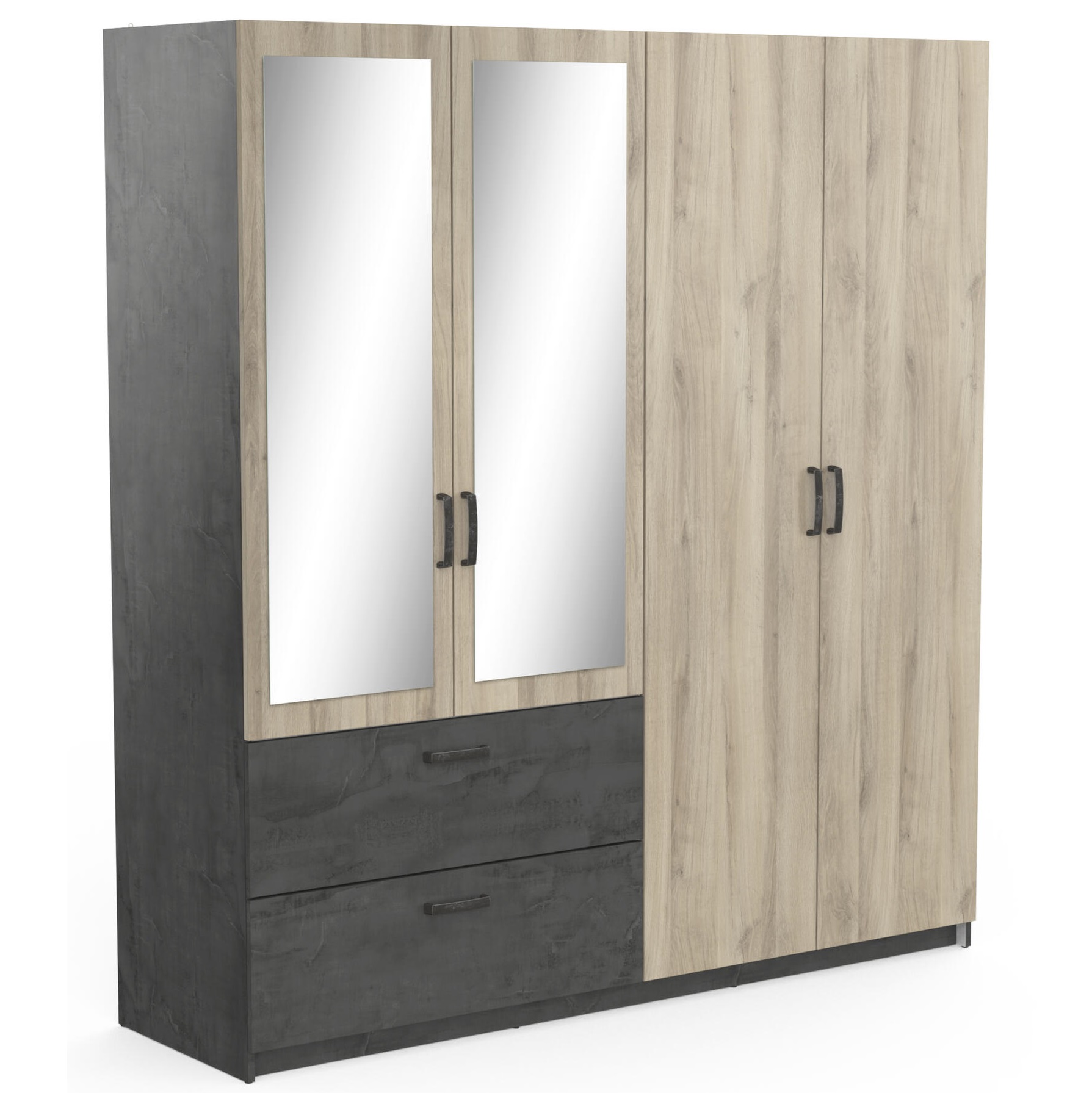 Kledingkast Ready 178 cm breed antraciet met kronberg eiken