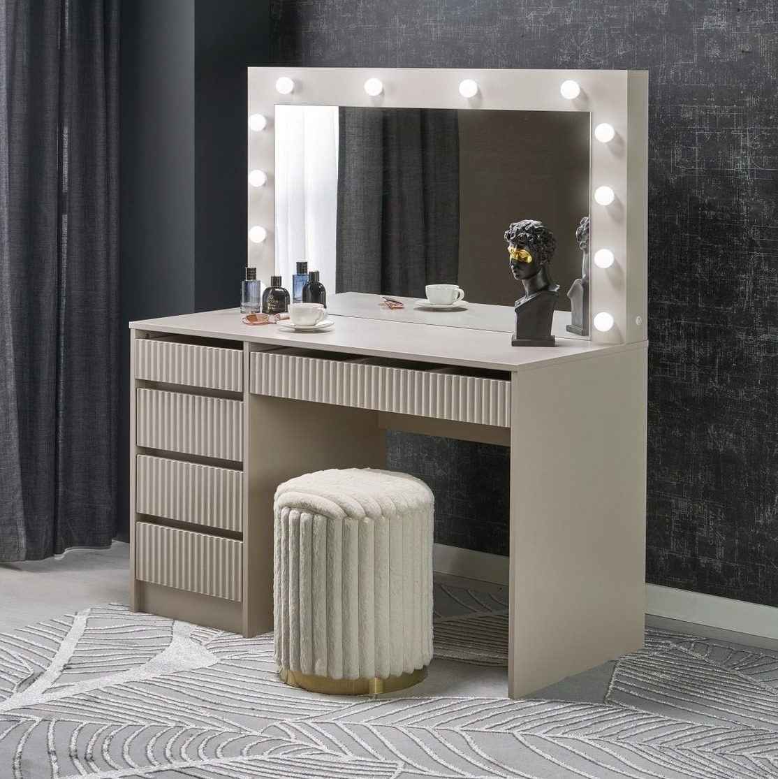 Kaptafel / Make-uptafel Charme taupe 120 cm breed met spiegel en led