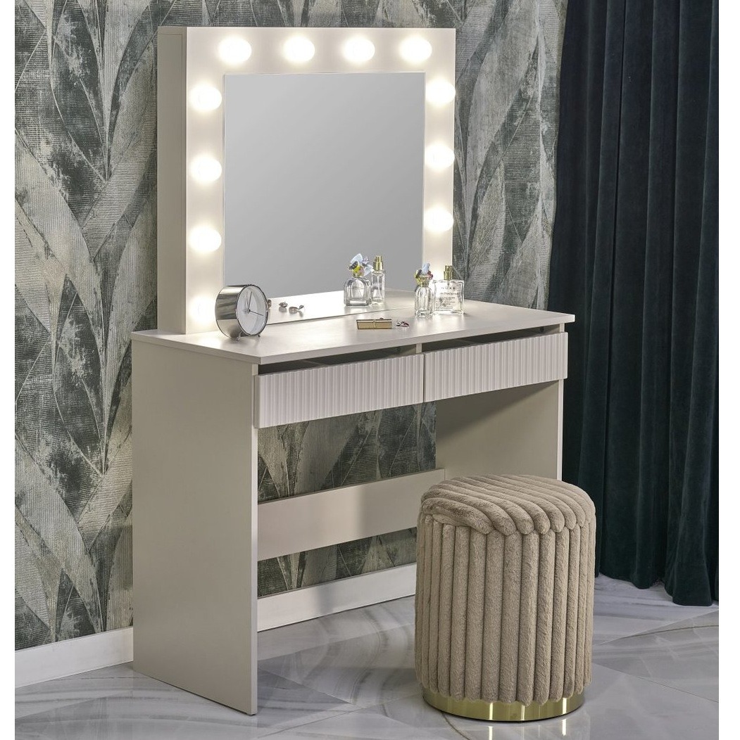 Kaptafel / Make-uptafel Charme taupe 94 cm breed met spiegel en led