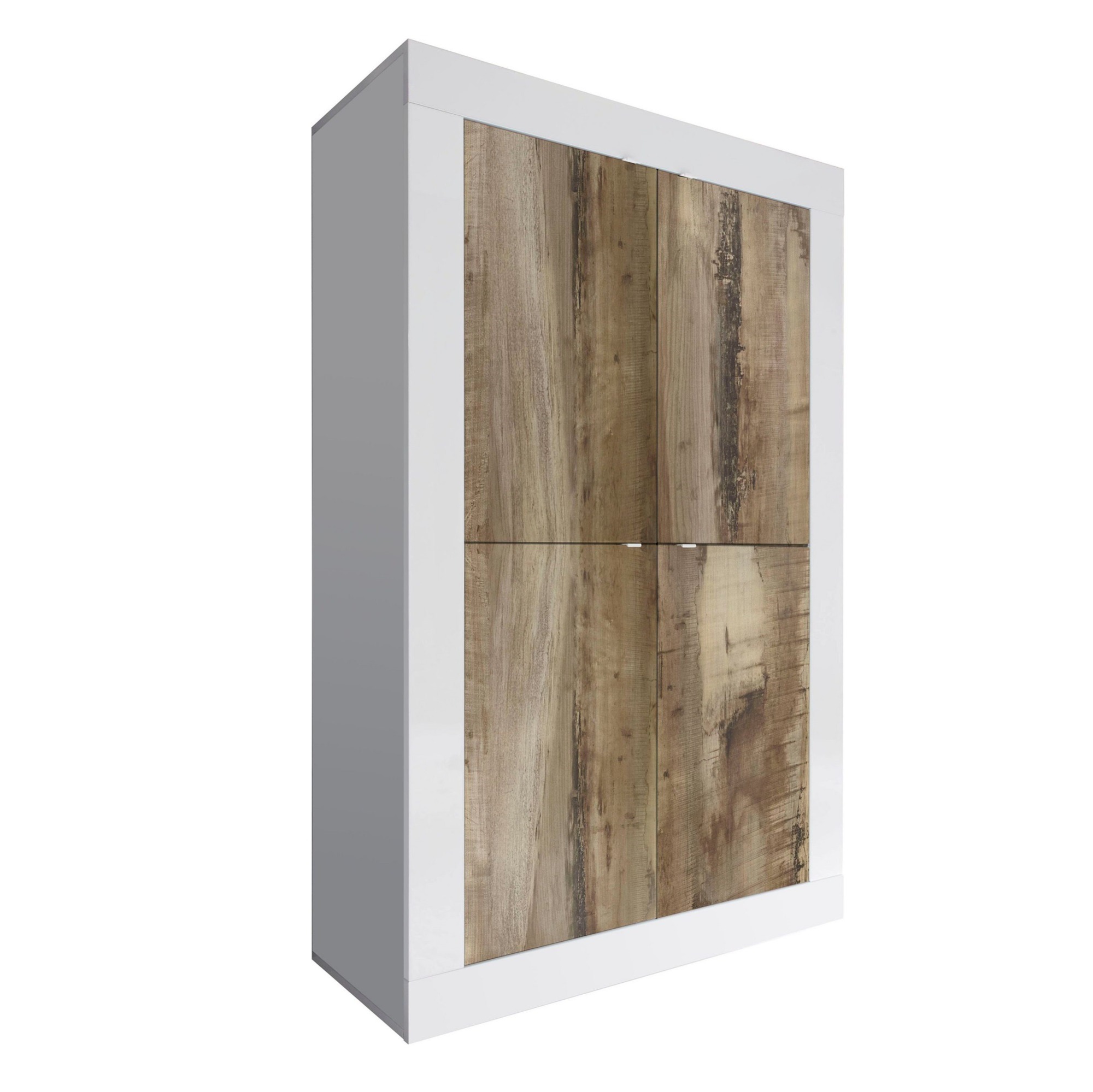 Opbergkast Basic 162 cm hoog wit met eiken