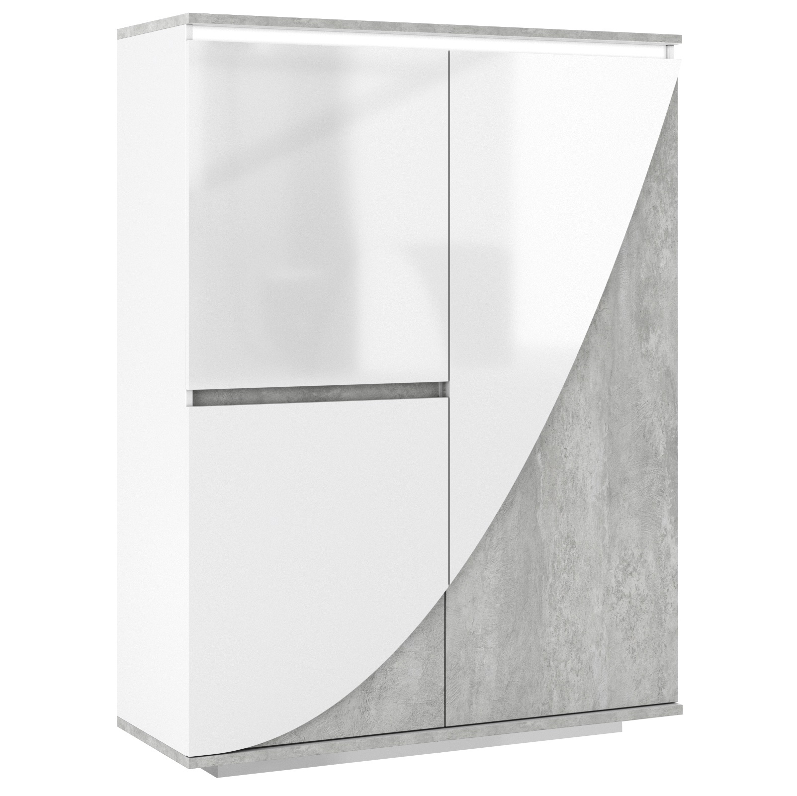 Opbergkast Goya 120x160 cm hoogglans wit met grijs