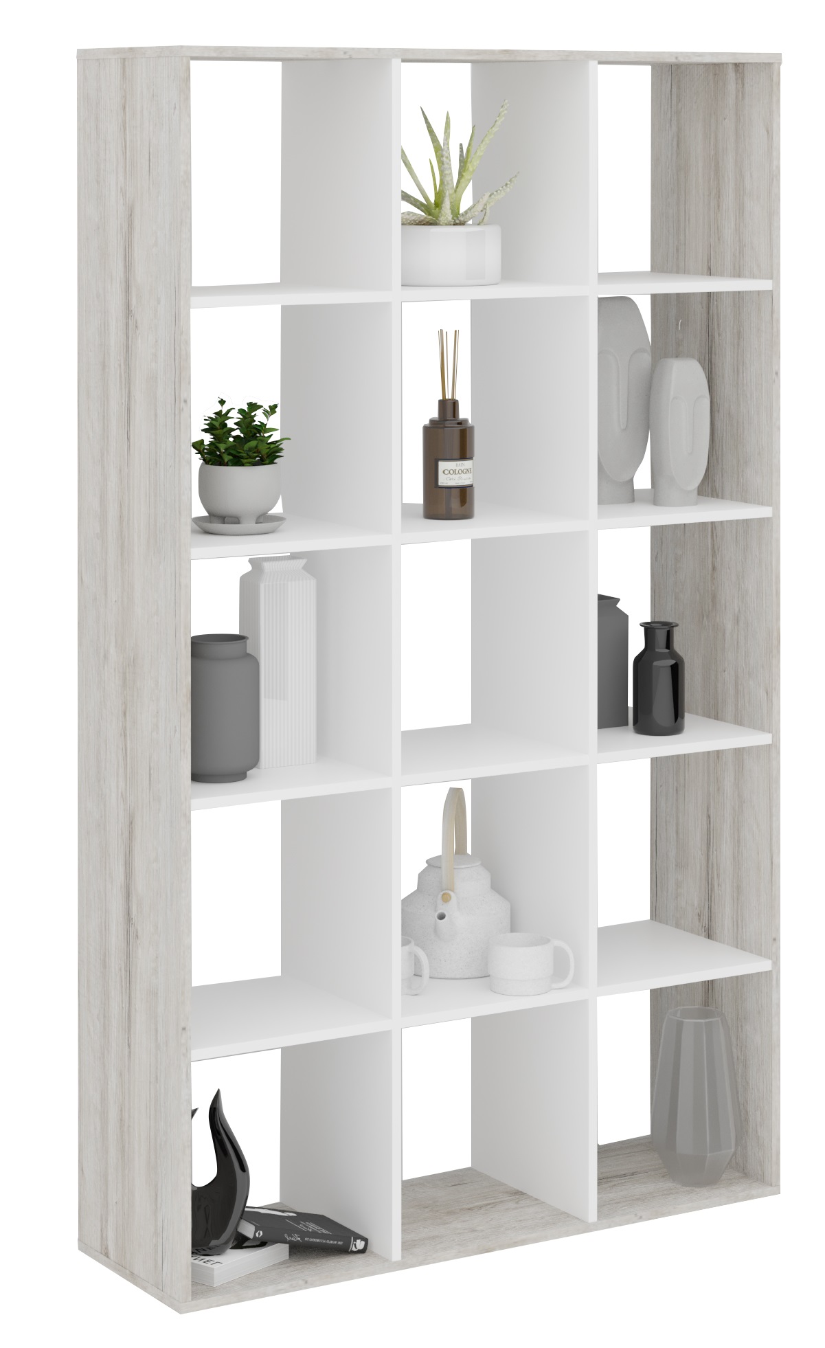 Roomdivider Mega 15 vakken zand eiken met wit