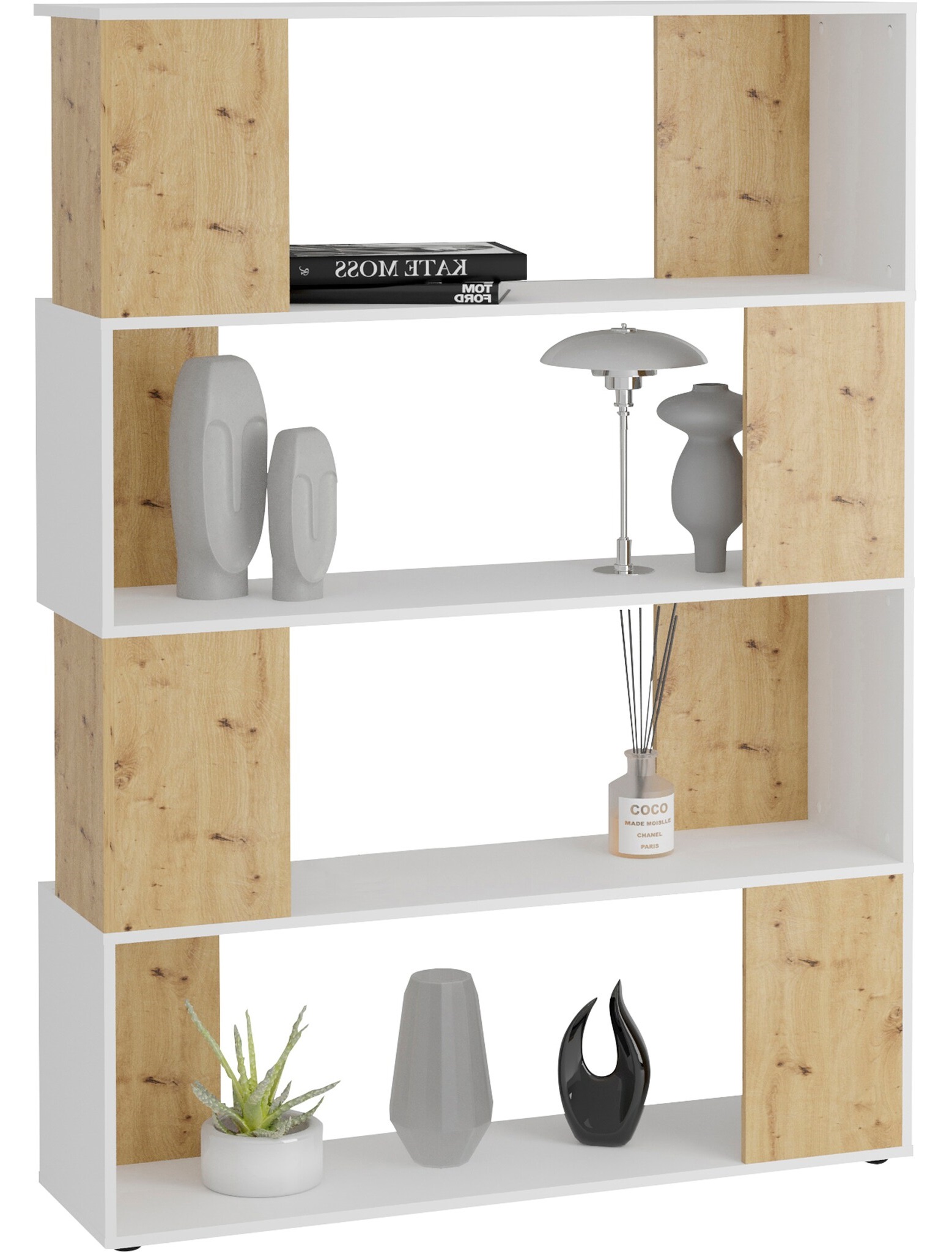 Roomdivider Varel 2 - 163 cm Hoog in wit met eiken