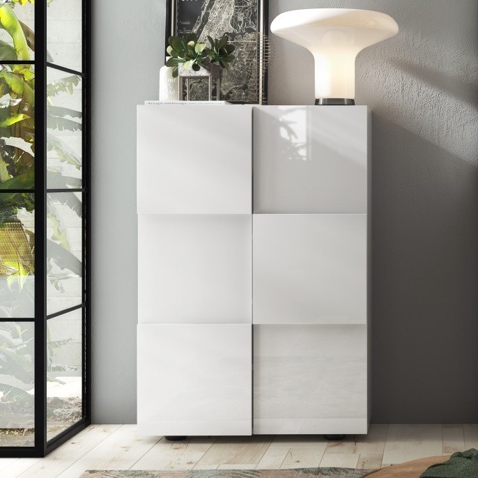 Schoenenkast Dama 78x116 cm hoogglans wit