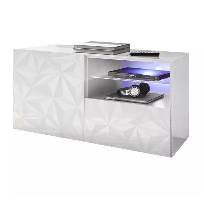 Tv-meubel Prisma 122 cm breed in hoogglans wit