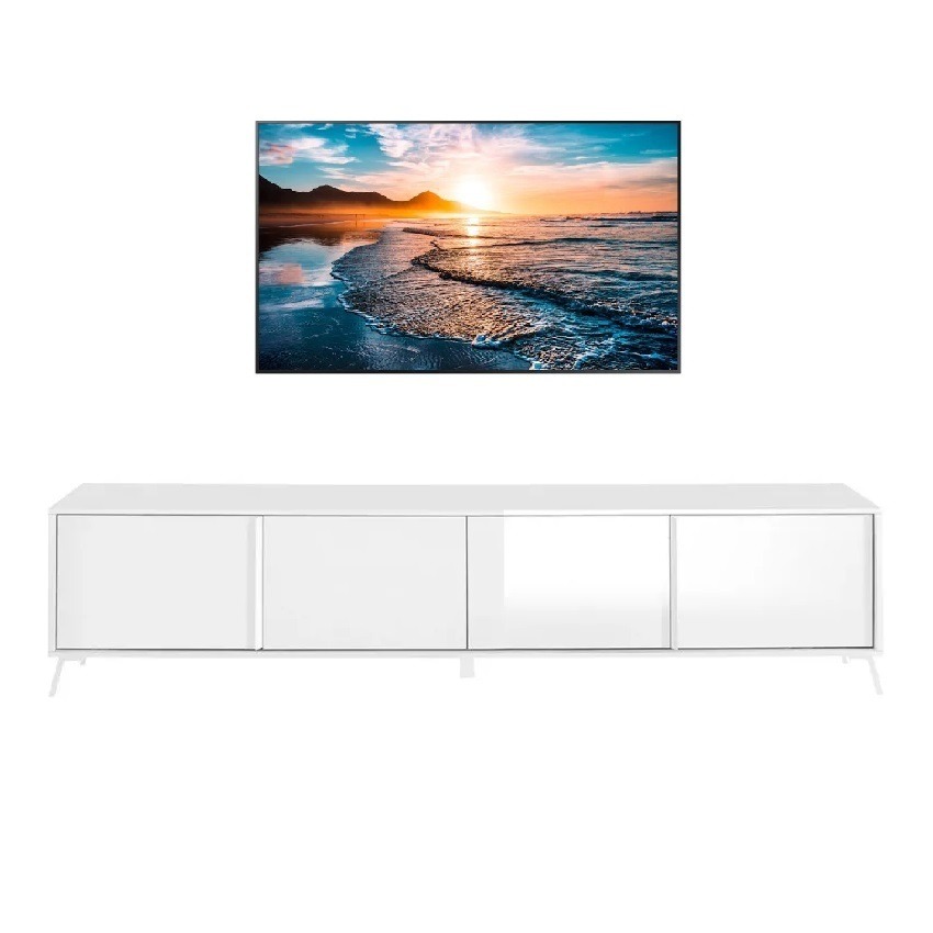 Tv-meubel Steel 205 cm breed 4 deurs hoogglans wit