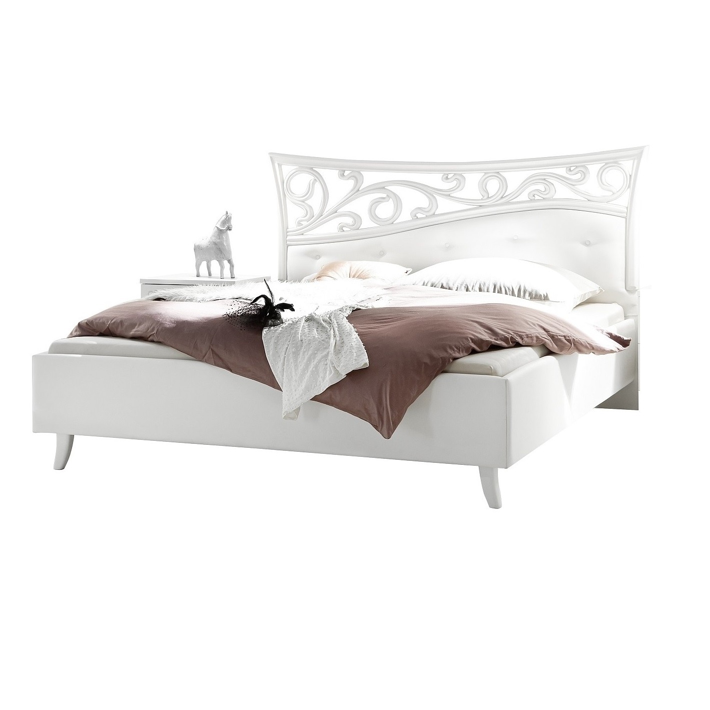 Tweepersoonsbed Soler 180x200 cm in mat wit