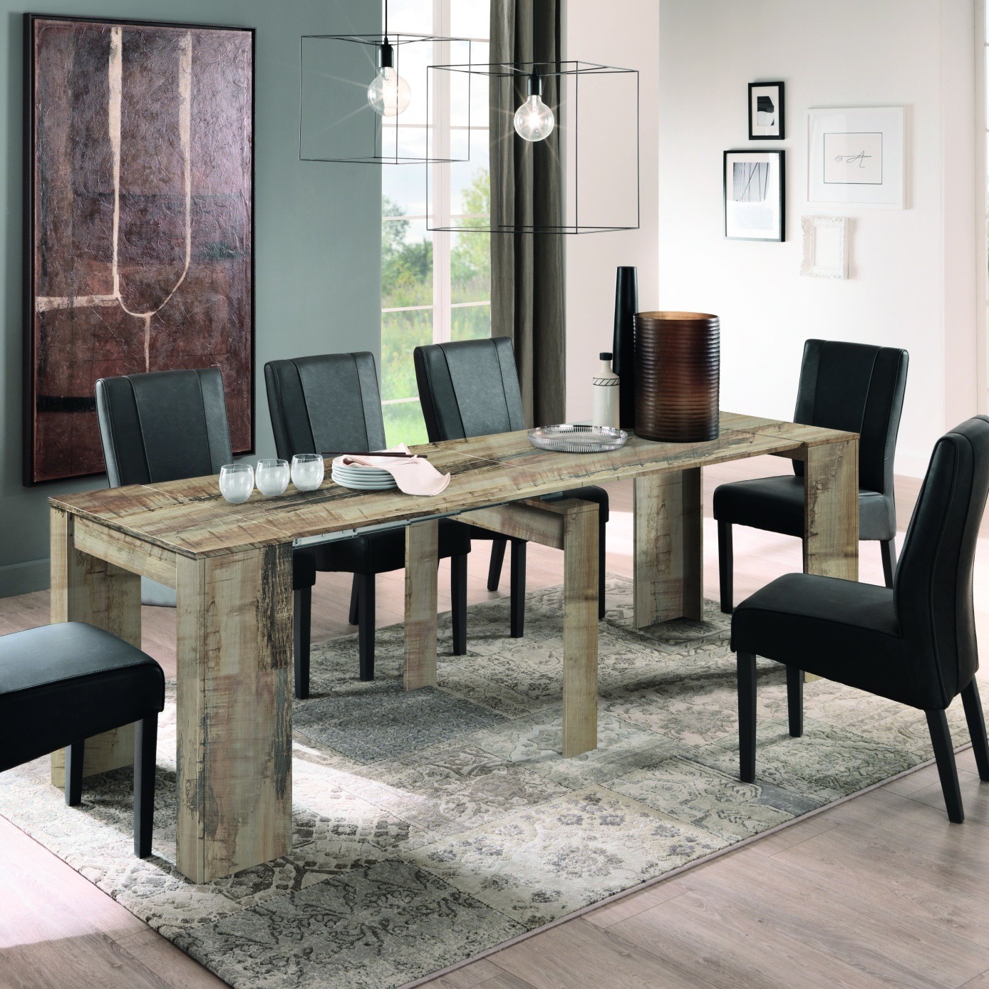 Uitschuifbare eettafel Console oude eiken