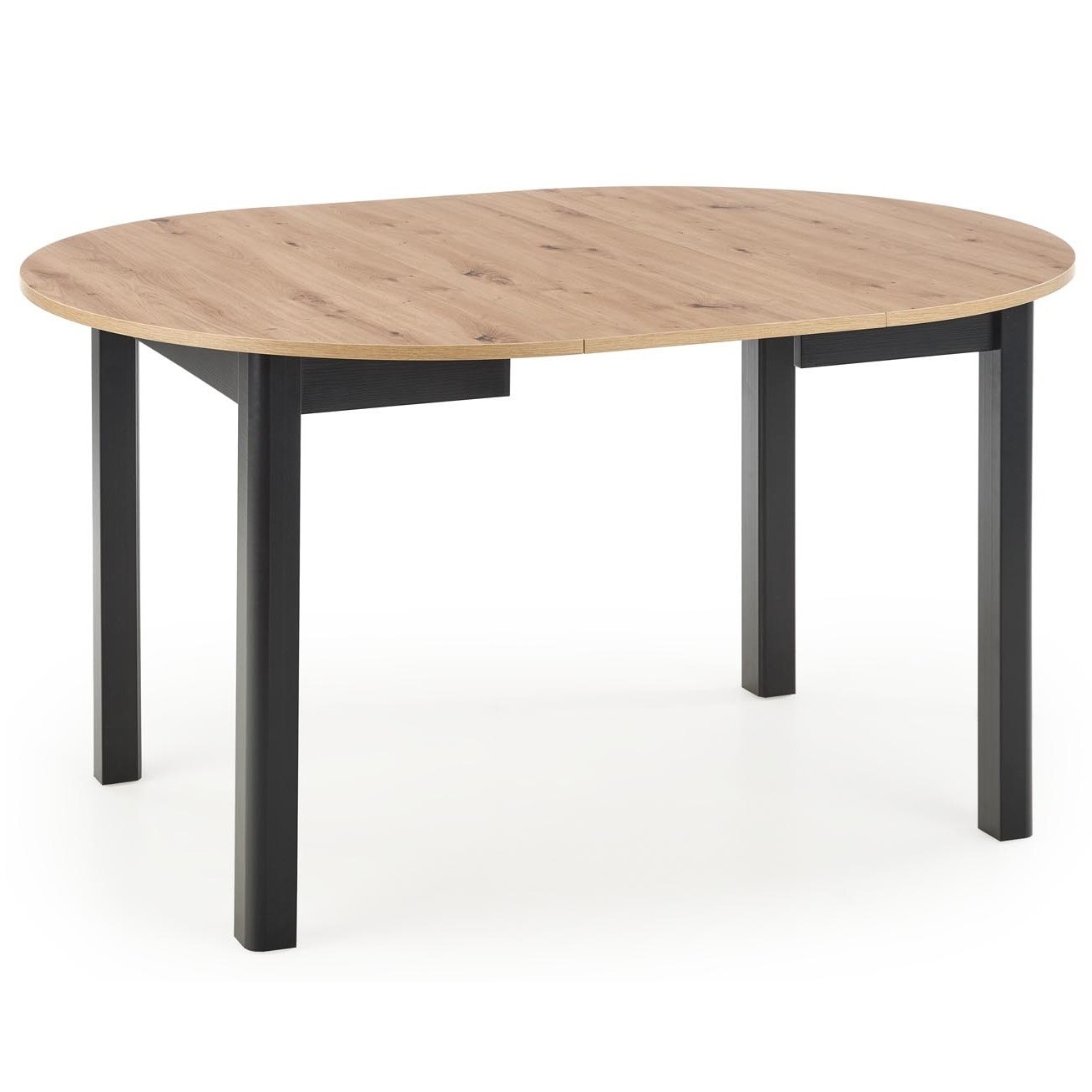 Uitschuifbare ronde eettafel Ringo 102 tot 142 cm breed eiken met zwart