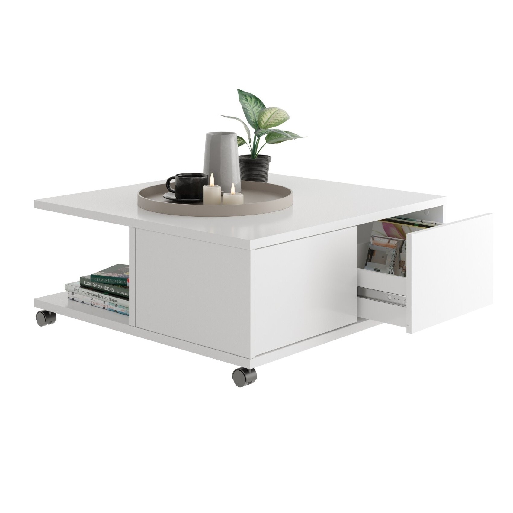 Vierkante salontafel Twin wit