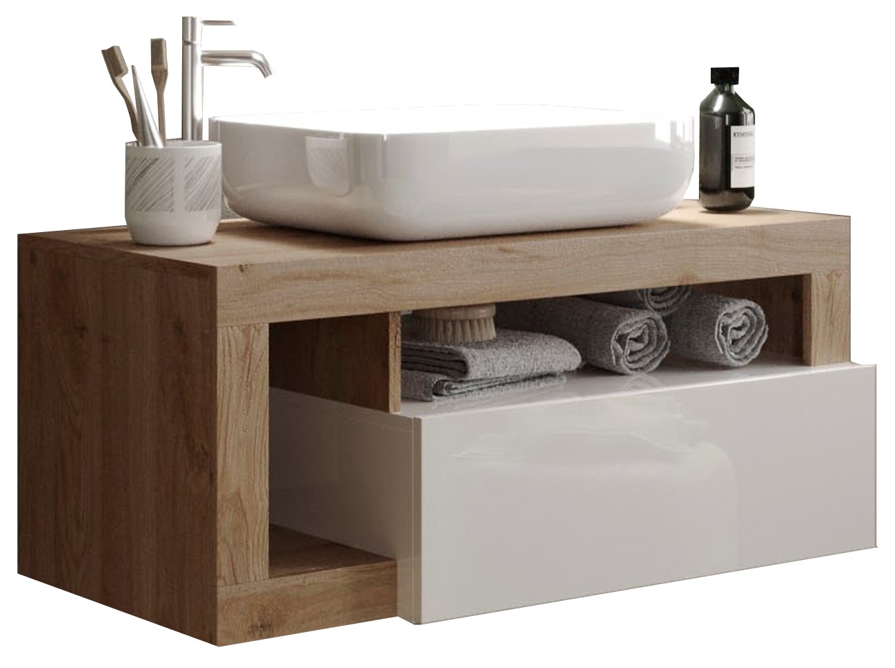 Vrijhangende wastafel hamburg 110 cm breed met waskom