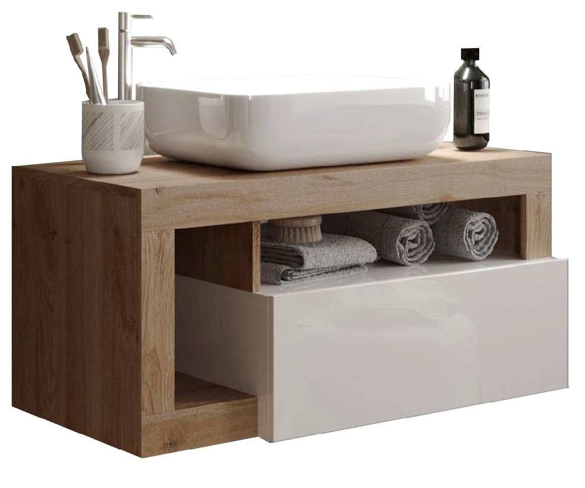 Vrijhangende wastafel hamburg 79 cm breed met waskom