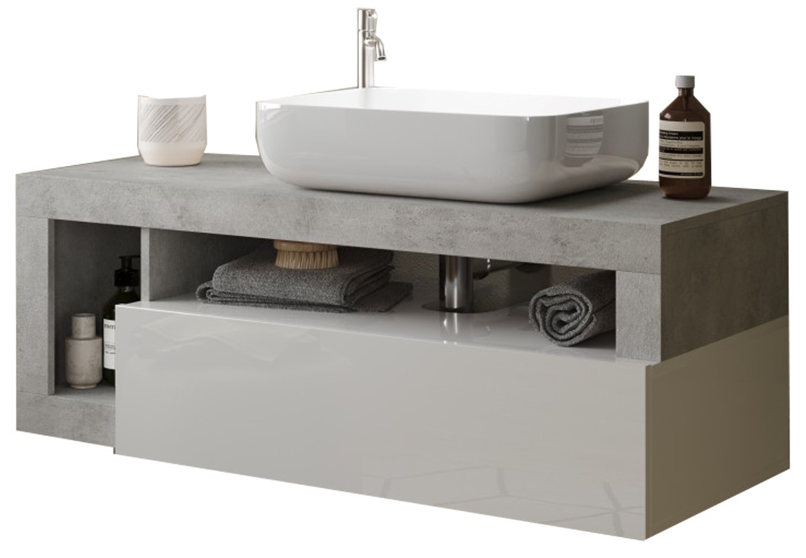 Vrijhangende wastafel hamburg beton 110 cm breed met waskom