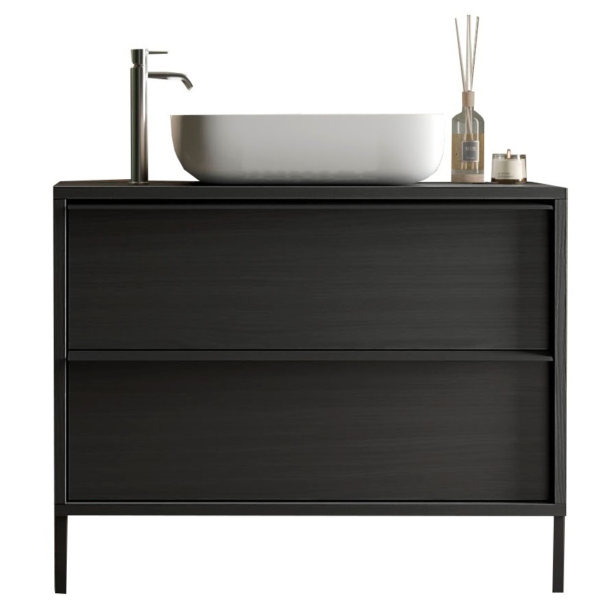 Wastafel STEEL 105 cm breed staand met waskom