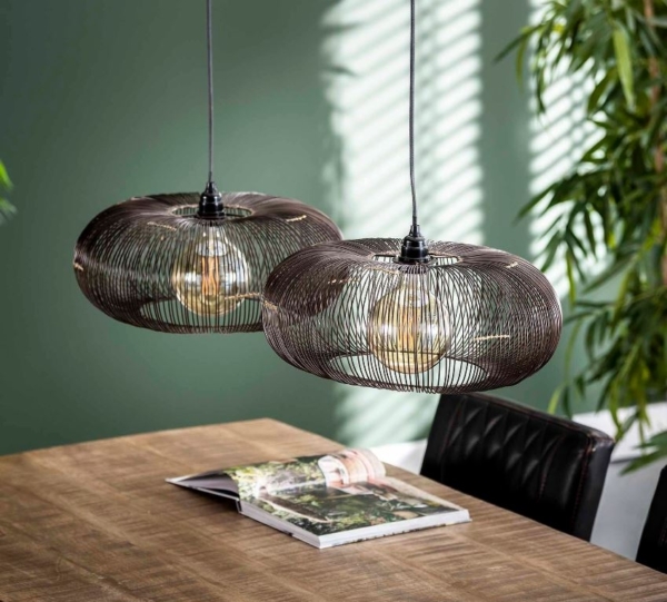 Hanglamp Disk 102 cm breed in zwart nikkel