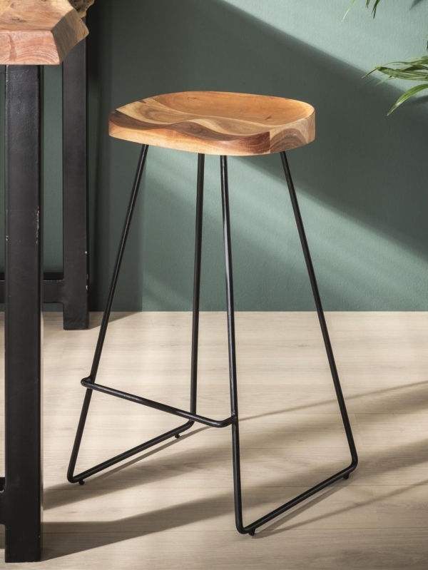 Barstoel Martin set van 4 stuks in massief acacia naturel