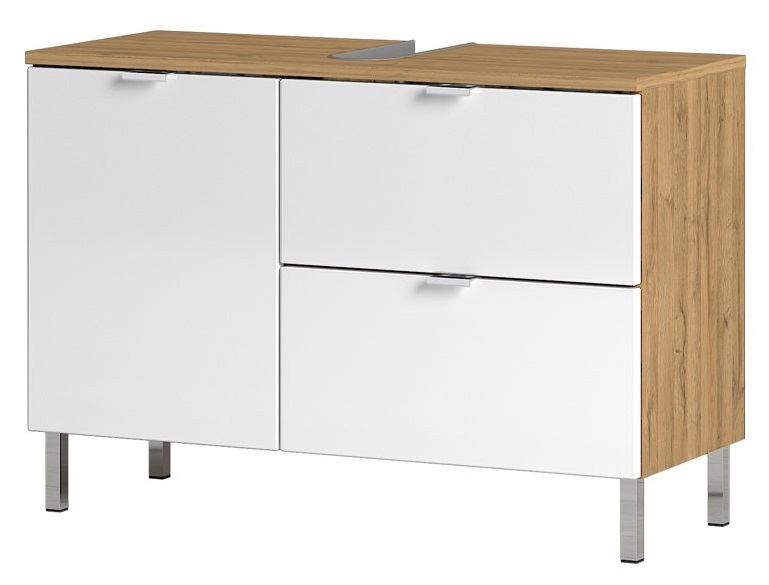 Wastafelonderkast Bruno L 80 cm breed in grandson eiken met wit