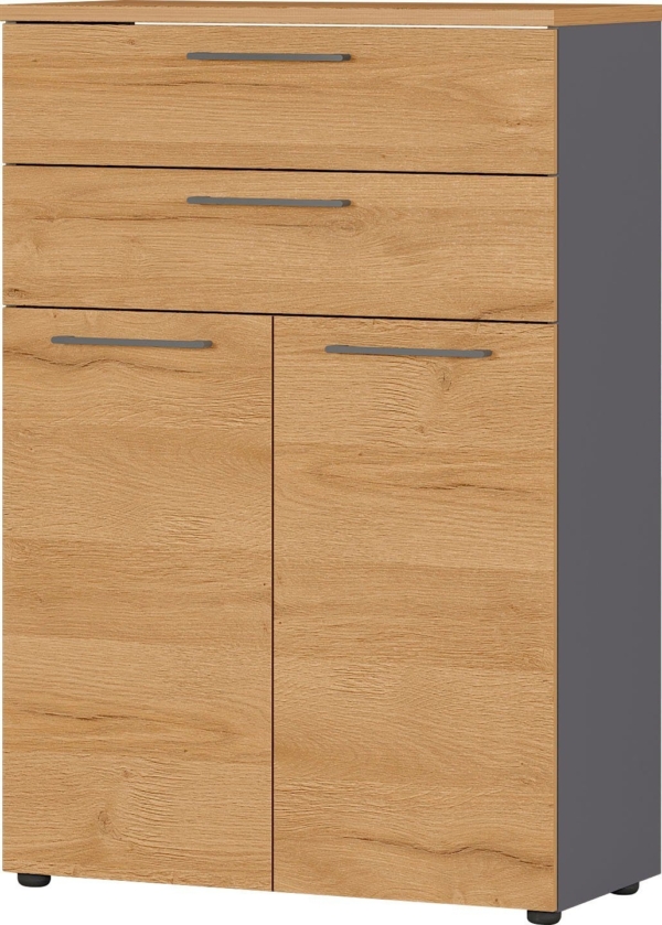 Boekenkast Agenda M 120 cm hoog in grafiet met grandson eiken