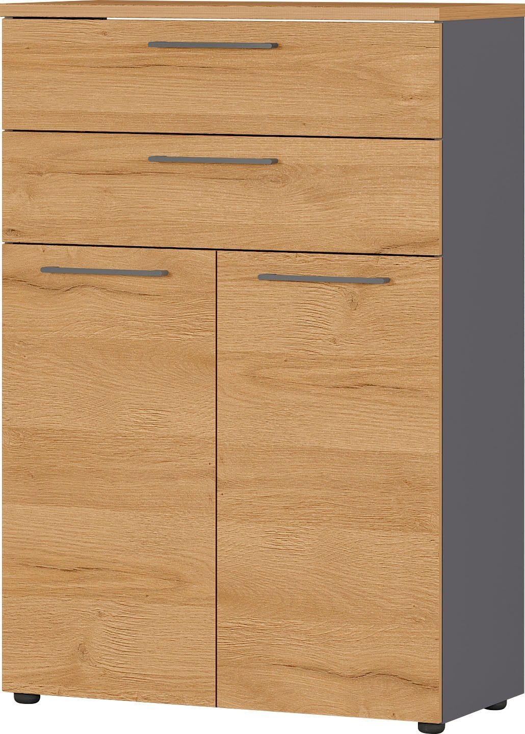 Boekenkast Agenda M 120 cm hoog in grafiet met grandson eiken