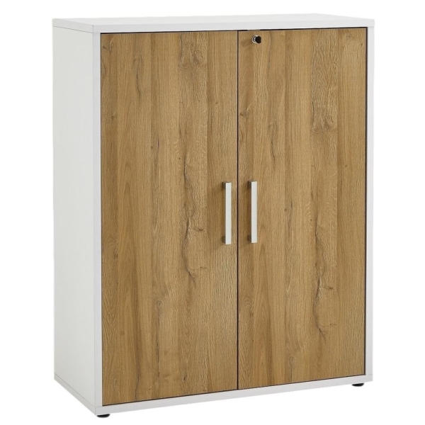 Archiefkast Calvia van 111 cm hoog wit met oud eiken