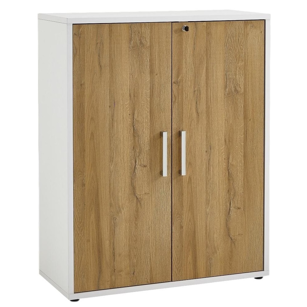 Archiefkast Calvia van 111 cm hoog wit met oud eiken
