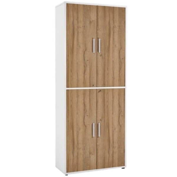 Archiefkast Calvia van 222 cm hoog - wit met oud eiken