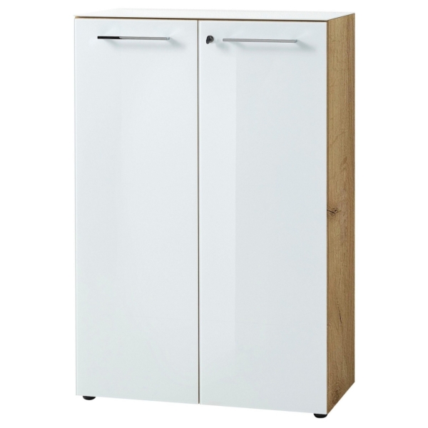 Archiefkast Monteria 120 cm hoog in navarra eiken met wit