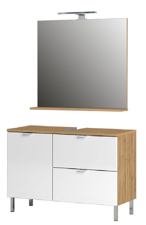 Badkamermeubelset Bruno 2 in grandson eiken met wit